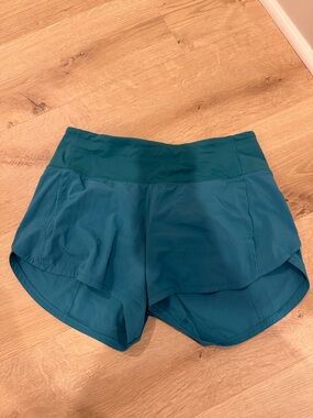 lululemon athletica Teal Layered Running Shorts